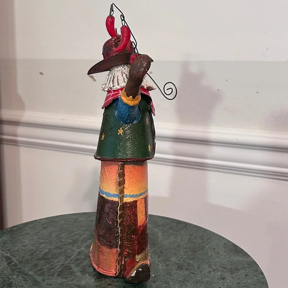 Southwestern Cowboy Santa Figurine Chili Peppers Canyon Landscape Rustic Decor